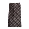 2025 Spring Women's Slim Plaid Silk Sarong Skirt with Button Details