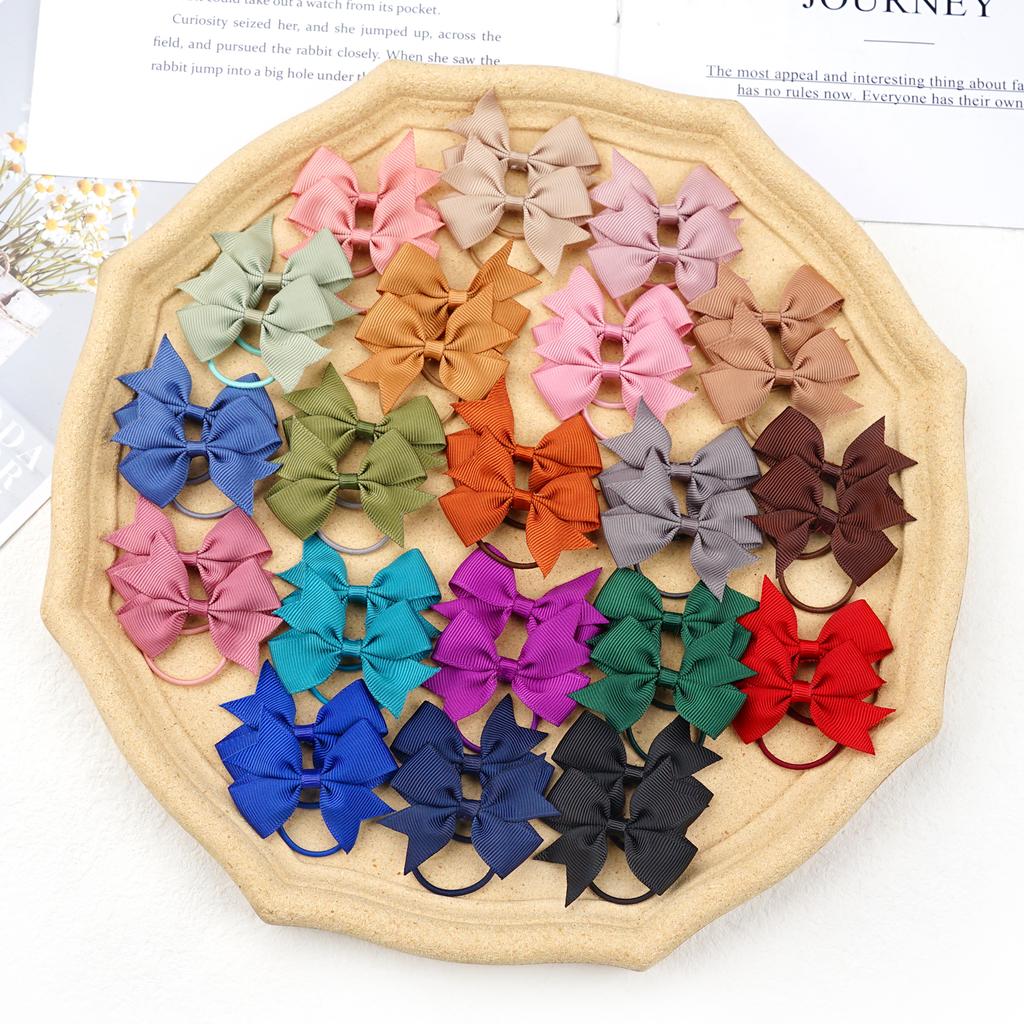 20/40 Pcs 2" Grosgrain Ribbon Pigtail Hair Bows Elastic Hair Ties Hair Bands Holders Hair Accessories for Baby Girls Infants