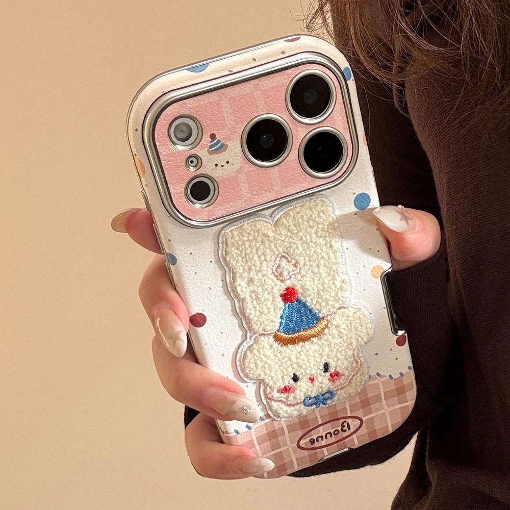 Suitable for Autumn and Winter Iphone17promax Apple 16 Mobile Phone Case 15 Plush Cartoon Animals 13 Leather Mobile Phone Case