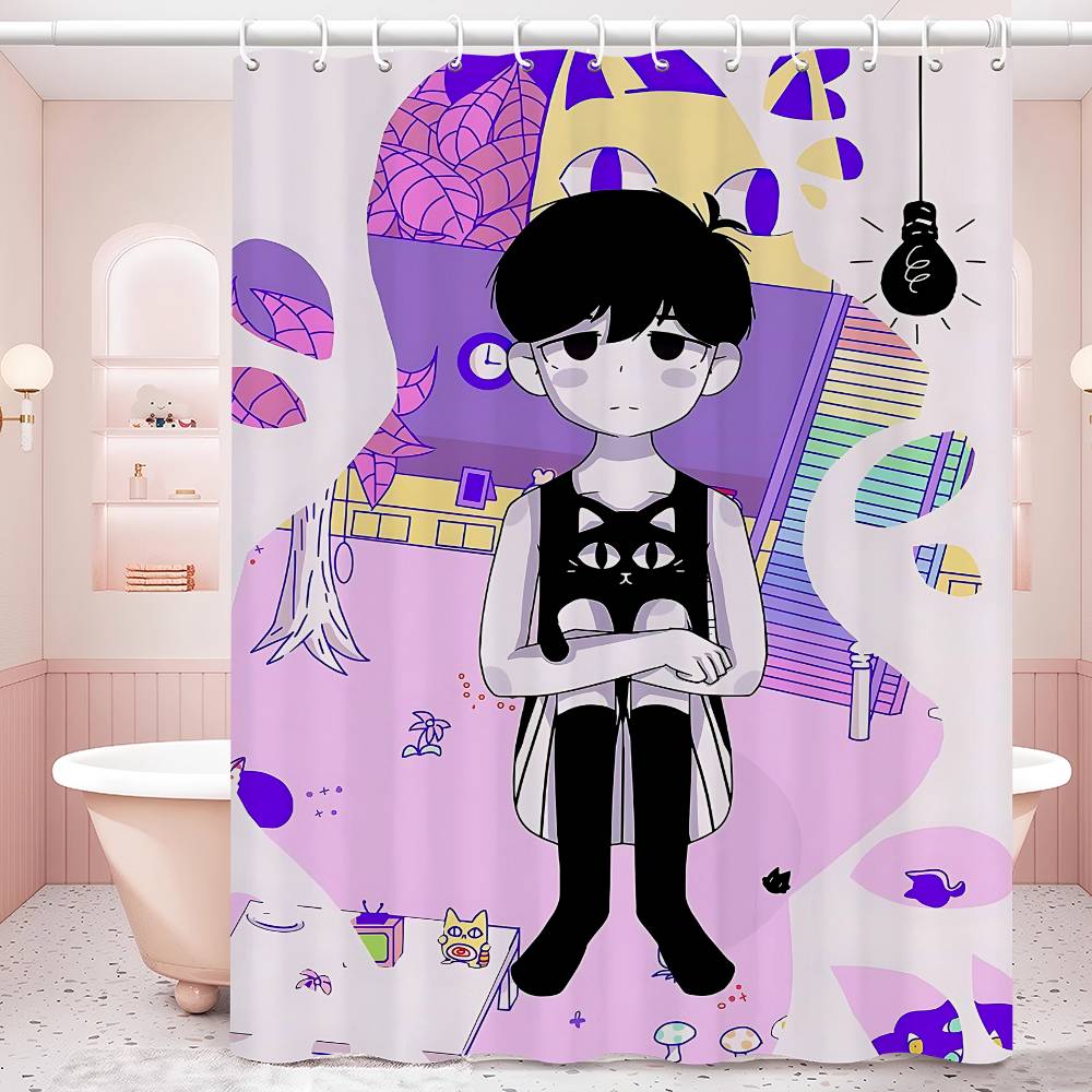 Classic Hot Horror Video Game Omori Shower Curtain, Bathroom Decorative Shower Curtain, Waterproof Shower Curtain With Hooks