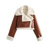 Herbst Winter Damen Kunstlederjacke Mantel Mode Vintage Reißverschlüsse Kunstleder Lässig Schlicht Cool Kurz Weich Warm Mäntel