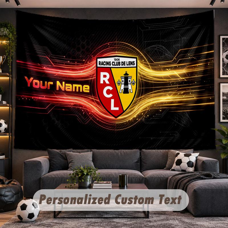 Wall Hanging Tapestry Custom Nameracing club de lens Pattern Personalized Printed Fabric Wall Decor