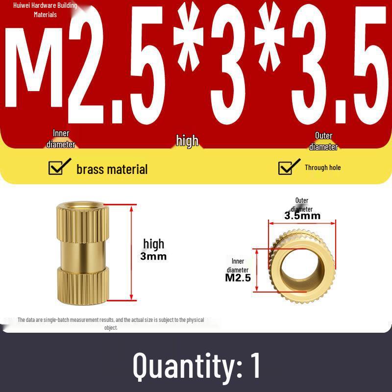 Zwei-Wege-Spritzguss Kupfer Rändelmuttereinsatz (M2-M8)