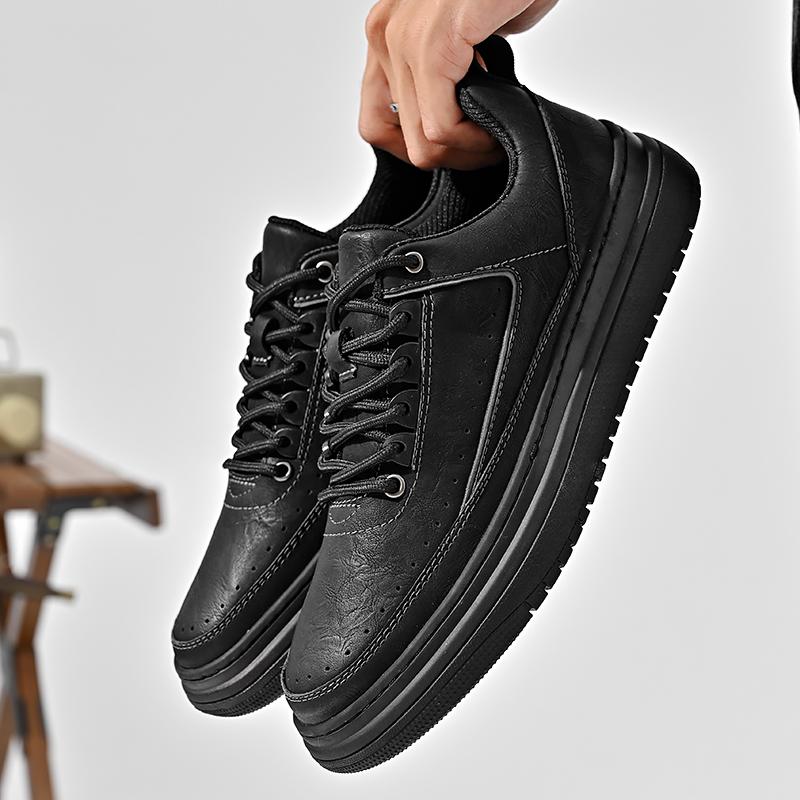 Mode Klassiska Herrsneakers Man Bekväm Affärssko Äkta Läder Herr Fritidsskor Högkvalitativ Snörning Herr Gångskor