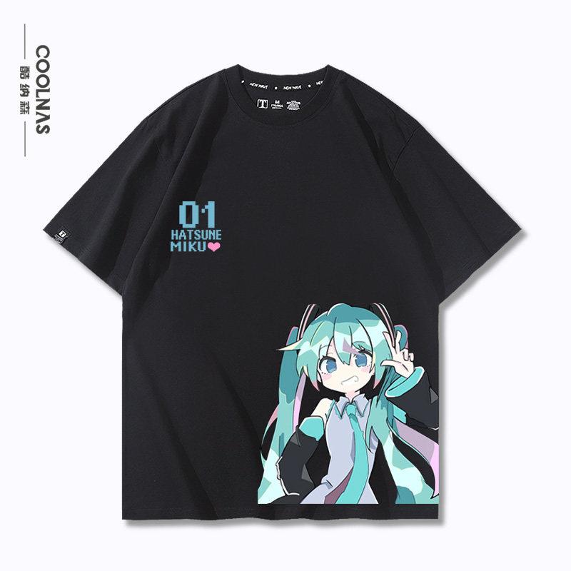 Hatsune Miku Miku Animation Anime Cartoon Around Pure Cotton Printed TShirt New Unisexs and Unisexs Loose Casual TShirt