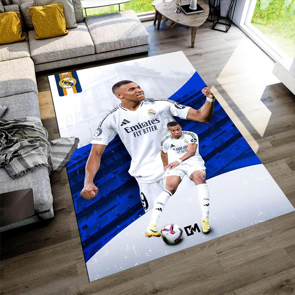 Star Player Kylian Mbappé Floor Mat Design for Dining Room Bedrooms Entryway Hallway Anti-slip Rug Anime Office Decor