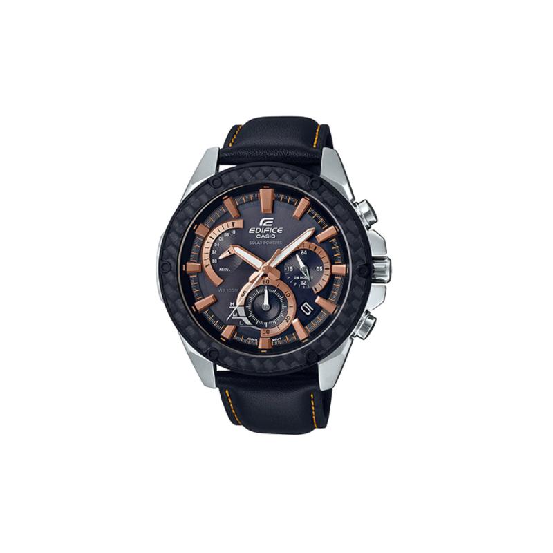 

Casio EDIFICE simple casual fashion watch quartz movement leather strap Japanese and Korean watch men s watch black dial EQS-910L-1AV чорний