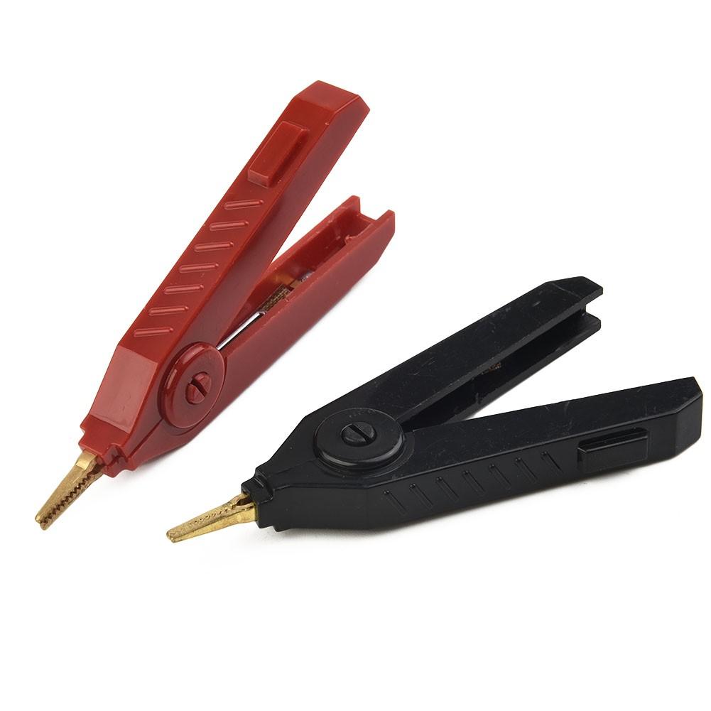2 PCS For Alligator Clip Kelvin Copper Gold Plate LCR Test Clip Black + Red