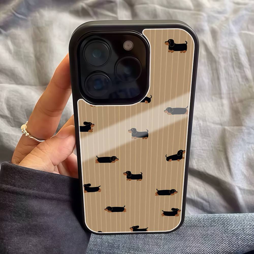 

Dachshund Dog Phone Case For Iphone Black Hard Plastic 17 Air 16 15 14 13 12 11Pro Max PC TPU Cover iPhone 14 plus