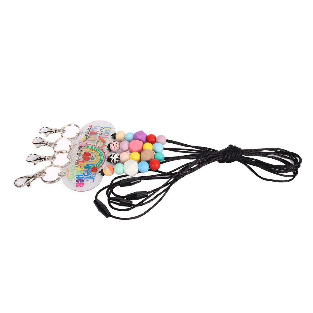 4 Stück Lehrer Lanyard für Namensschilder Schlüssel Perlen Lanyard mit Sicherheitsverschluss für Schultag