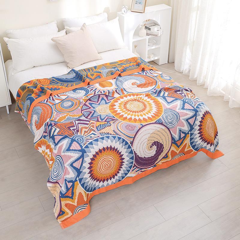 Floral Birds Cotton Towel Blanket, Bedspread For Bed, Sofa, Picnic, Travel, Yarn Dyed Jacquard, Mechanical Wash, 17 Styles