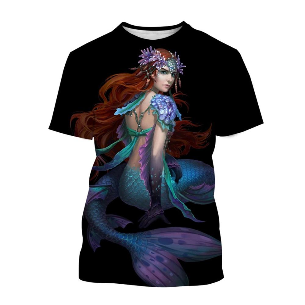 Sexy Mermaid 3D PrintCasual T-Shirts Ocean Girl Fashion Men's Women's Casual Street Harajuku Hip-Hop Street Style T-Shirt Tops