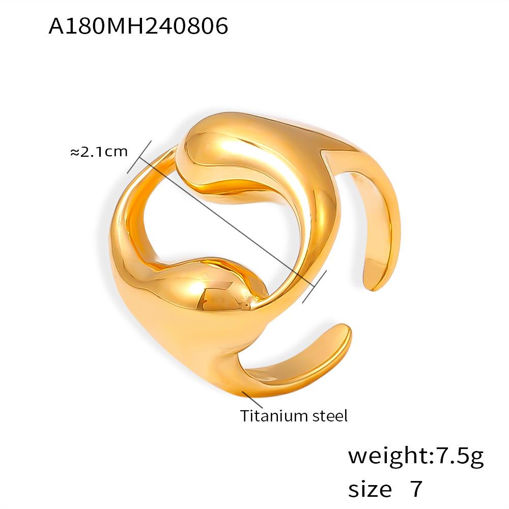 

Двойное полое круглое кольцо с каплей воды 18-каратное золотое титановое стальное разомкнутое кольцо ювелирные изделия No. 7