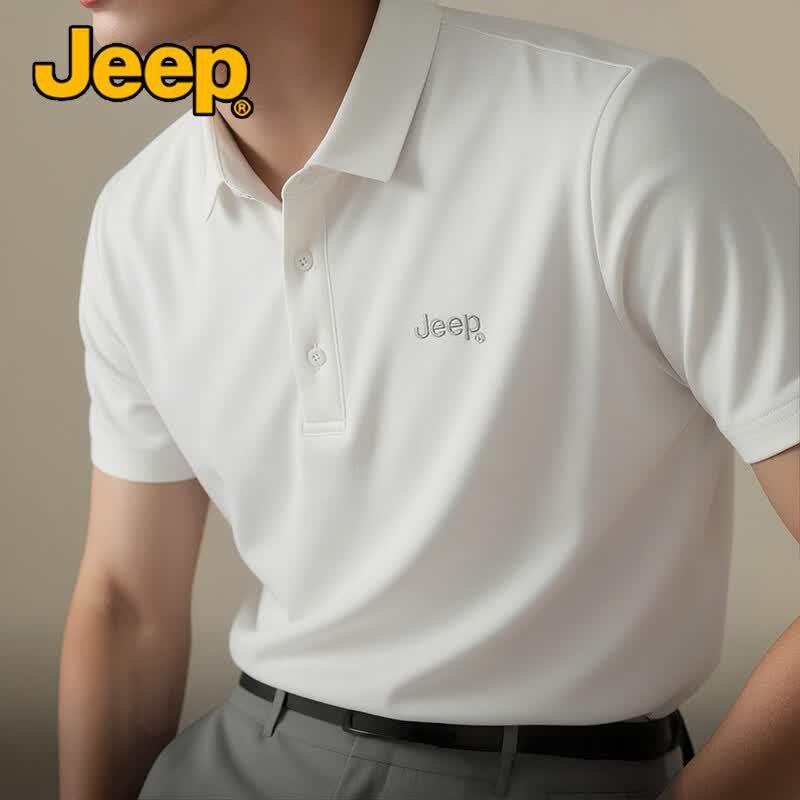 JEEP Men s Ice Silk Business Casual Polo Shirt 4XL белый