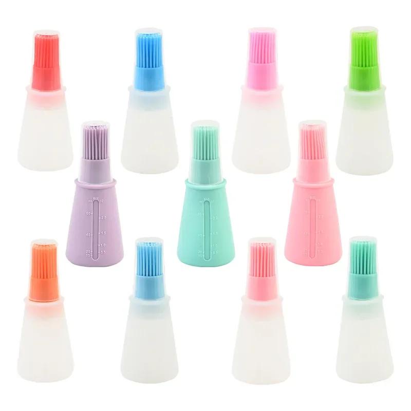

3 Pcs Portable Silicone Oil Bottle With Brush Grill Oil Brushes Liquid Oil Pastry Kitchen Baking Bbq Tool Kitchen Tools For BBQ