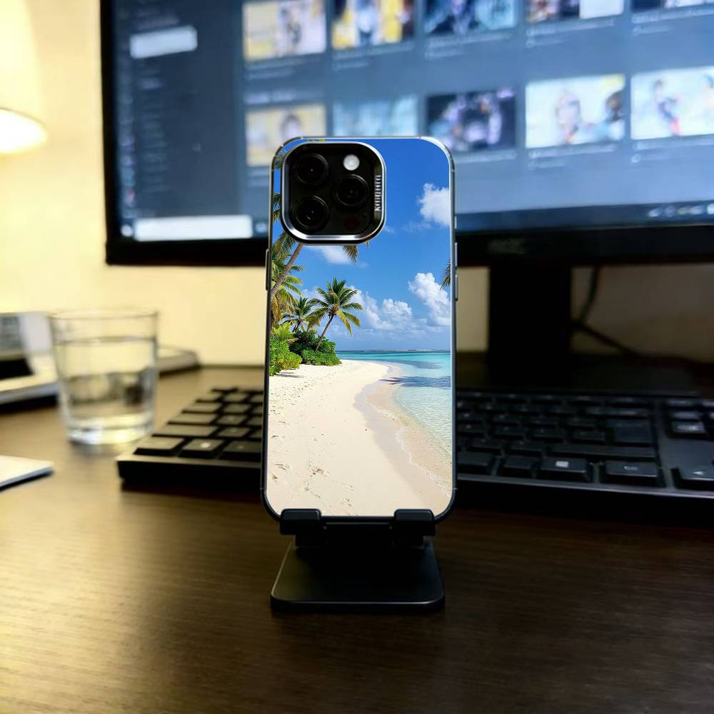 Beach Phone Case For iPhone 17,16,15,14,13,12,11 Plus,Pro Max,XS,Colorful Silver Black Cover