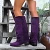 Fashion Block Heel Plus Size Non-Slip Sleeve Boots Women's Fall New Outside Suede No Lining Fashion Tall Boots