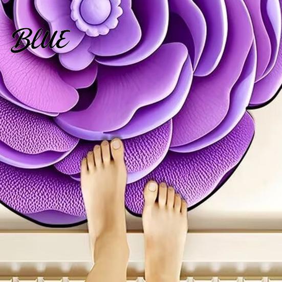 Realistic Decorative Rug Shape Entrance Absorbent Non-Slip Bath Mat 3D Flower Floor Three-dimensional for Living