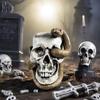 Skull Snake Figurine Small Resin Snake Skeleton Head Sculpture Gothic Tabletop Decoration for Halloween Party Bar Office Desk Ornament