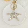 Keychain Pendant Rhinestones Inlaid Starfish Design Key Chain with Lobster Clasp Bag Charm Backpack Accessory