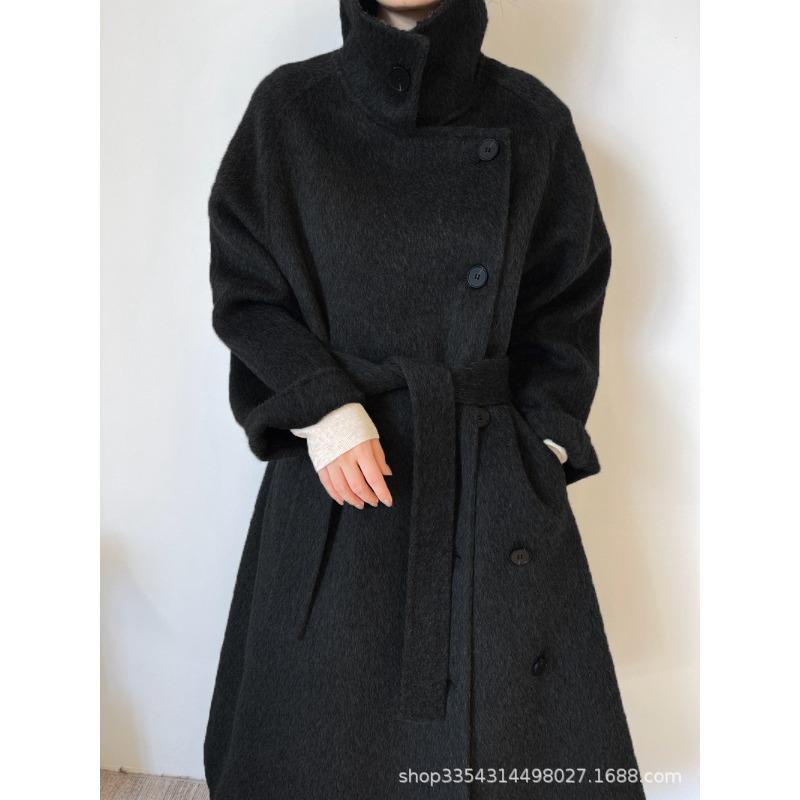 Peerless Enemy Honey Autumn and Winter New Double-sided Wool Coat Long Stand-up Collar Wool Coat Feels Fashionable