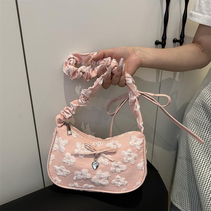 

Повседневная простая сумка-подмышка с цветком, летняя новая модная сумка через плечо, трендовая сумочка розовый