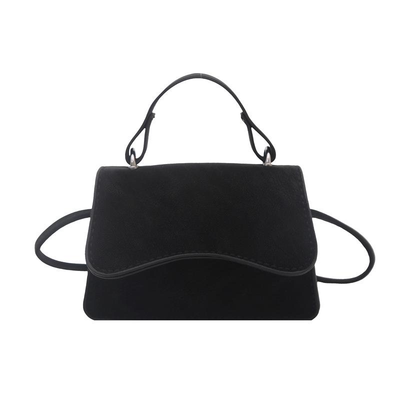 Retro casual commuter bag spring new fashion texture solid color portable shoulder crossbody small square bag чёрный