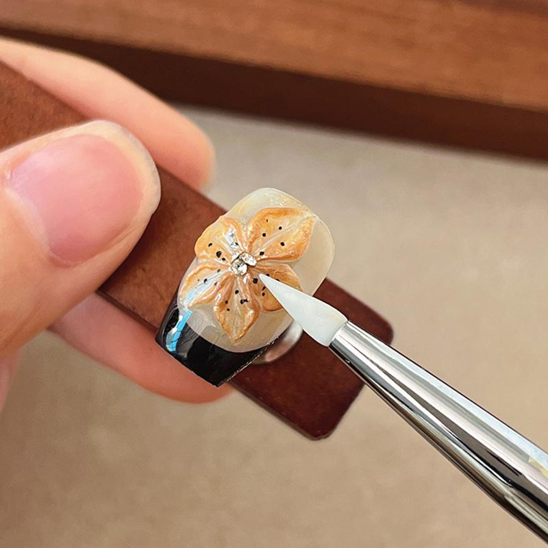 Wood Double Headed Nail Art Brush Carving Flower Painting Pen Diy Manicure Tools Stainless Steel Glue Mixed Pen