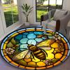 1pc Glass Bee Rug, Comfortable Printed Home Round Carpet, Cozy Office Chair Rug