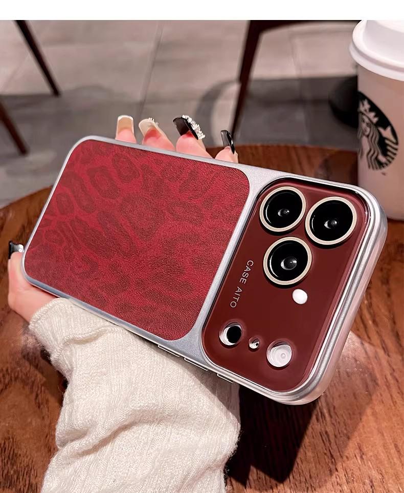 iPhone 17 Pro Max Leather Leopard Print Case with Large Window, Apple 16 Lens Protection, and Drop Protection Cover.