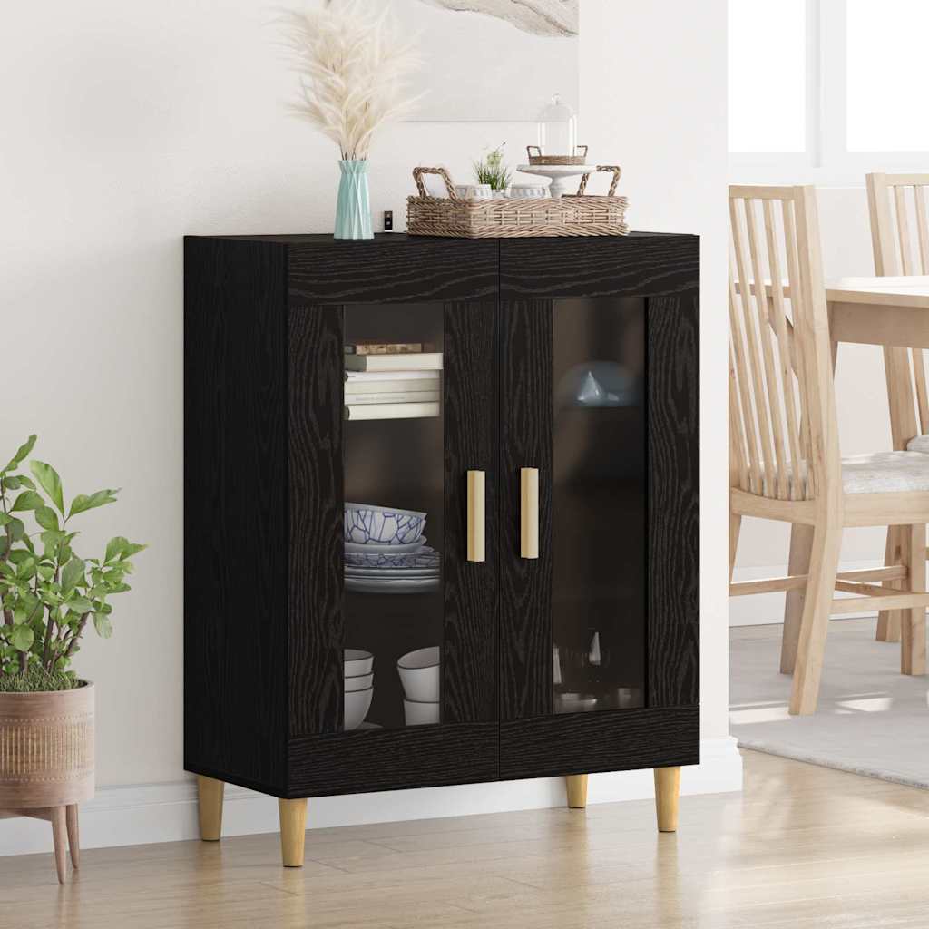 Sideboard Black Oak Look 69.5 X 34 X 90 Cm Engineered Wood