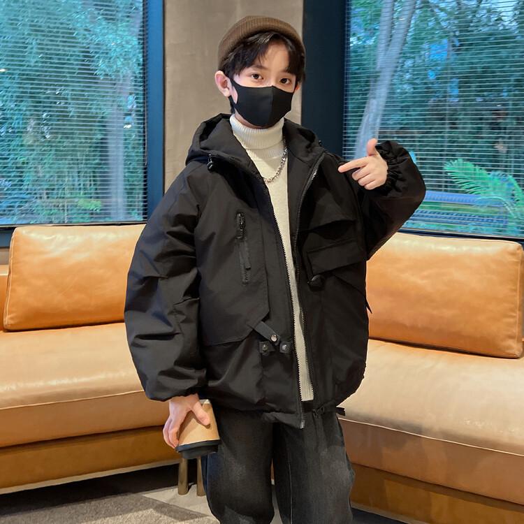 

Boys 2025 Korean Style Thickened Hooded Jacket - Warm Winter Cotton Coat 120 cm