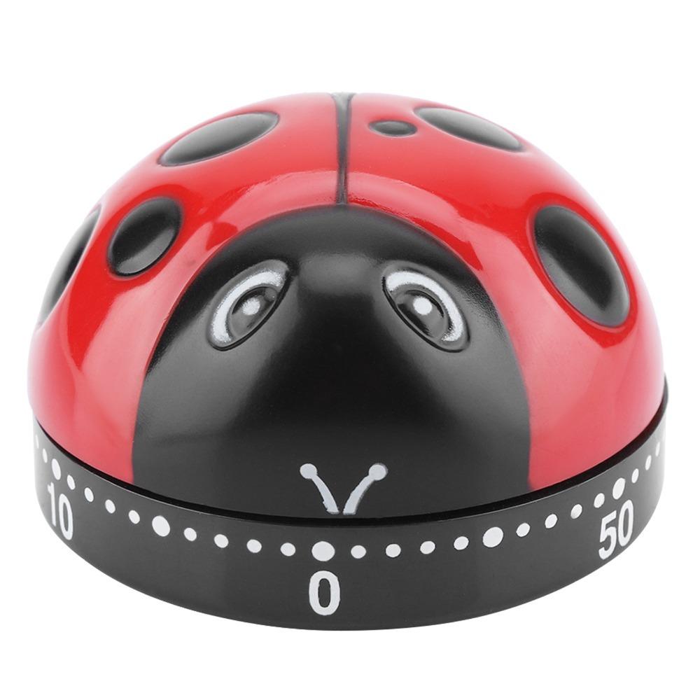 60 Minutes Ladybugs Kitchen Timer Cute Manual Clockwork Mechanical Wind up Timer Loud Ring Decorative Kitchen Alarm Clock