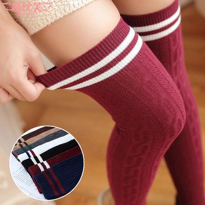 Japanischer Stil High-Top Schnürstrick Overknee Oberschenkelhohe Baumwollsocken und Stulpen für Damen