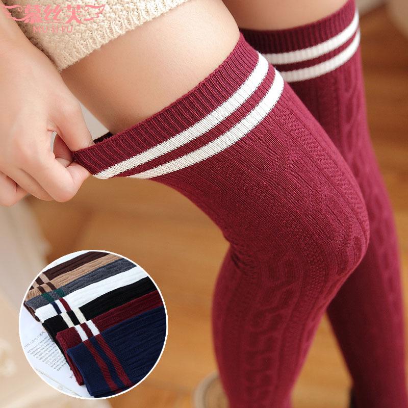 Japanese-Style High-Top Lace Knit Over-the-Knee Thigh High Cotton Socks and Leg Warmers for Women
