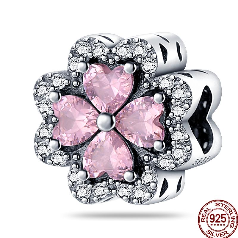 Copper Jewelry Pendant Early Spring Four Leaf Clover Flower Charm Fit Pan Beads Jewelry Birthday Diy Gift Fine Jewelry