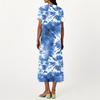 Fashion Women's Summer V-neck Short Sleeve Tie- Retro Print Beach Dress