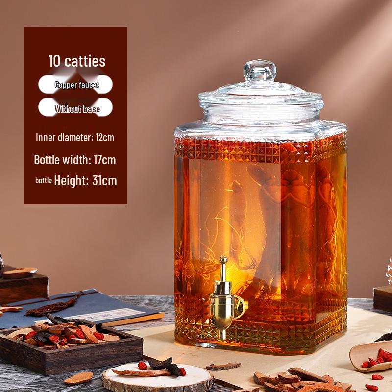 Sealed Sparkling Wine Bottle with Faucet - Household Ginseng Wine Jar & Baijiu Container