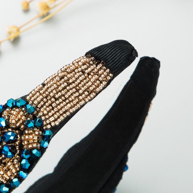 Damen Haarband Barock Palace Drill Collar Vintage Schwarz Hochwertige Kopfbedeckung