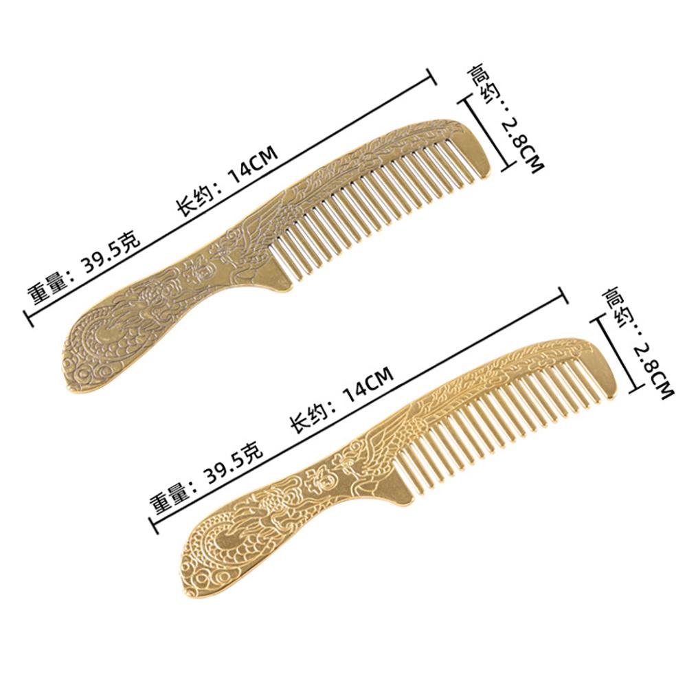 Chinese Dragon and Phoenix Brass Comb Anti Static Head Massage Metal Comb Retro Home Decoration Gift for Friends