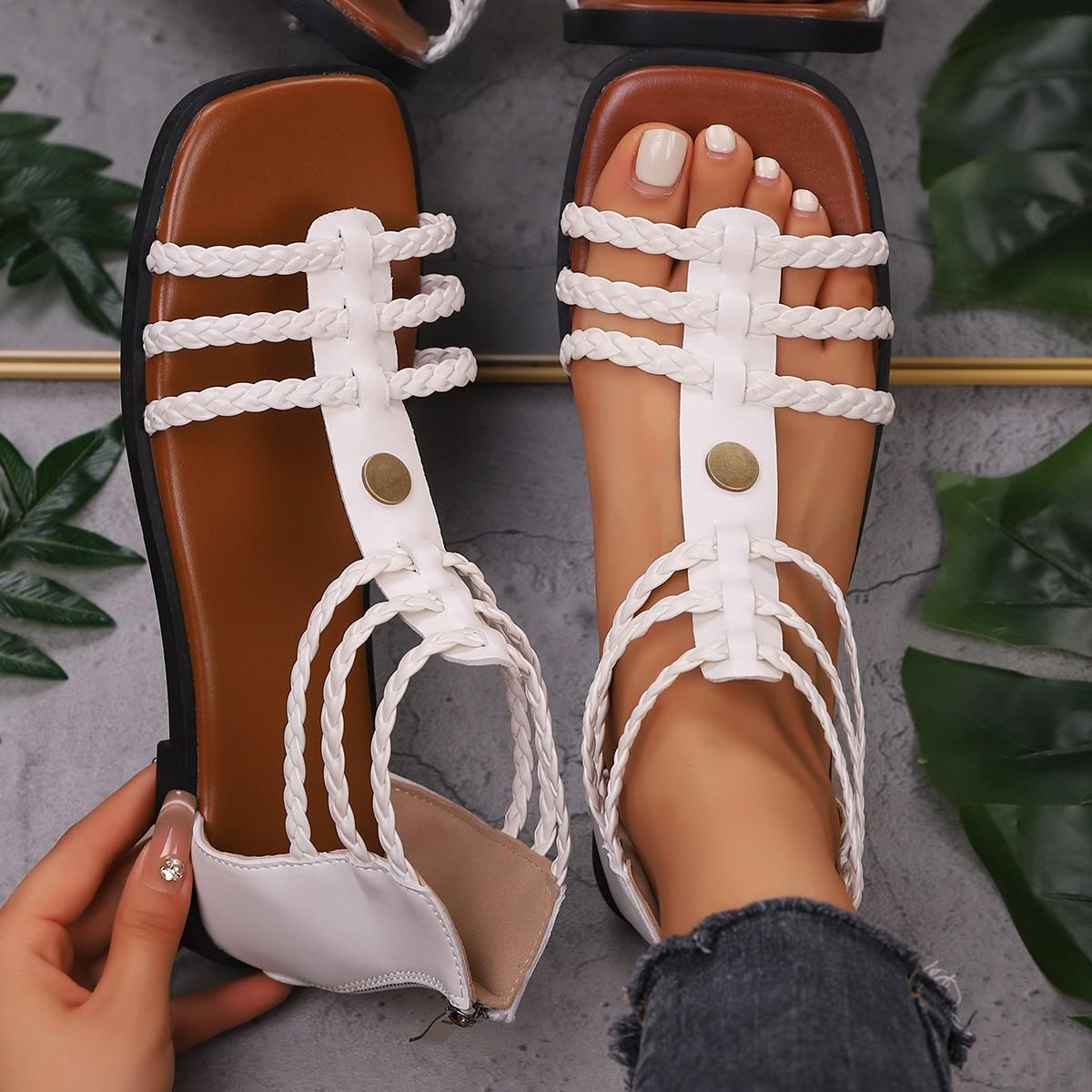 

Fashion New Roman Sandals for Women 2024 Summer New Soft Sole Outer Wear Women s Wedge Shoes Fashion Casual Designer Shoes for Women 35 белый