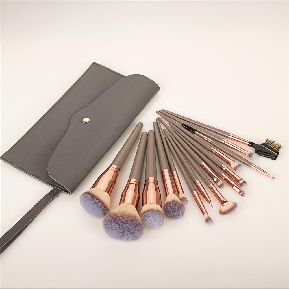 15Pcs Professional Makeup Brushes Set Bag Foundation Eyelash Eyebrow Eyeshadow Cosmetic Make Up Tool