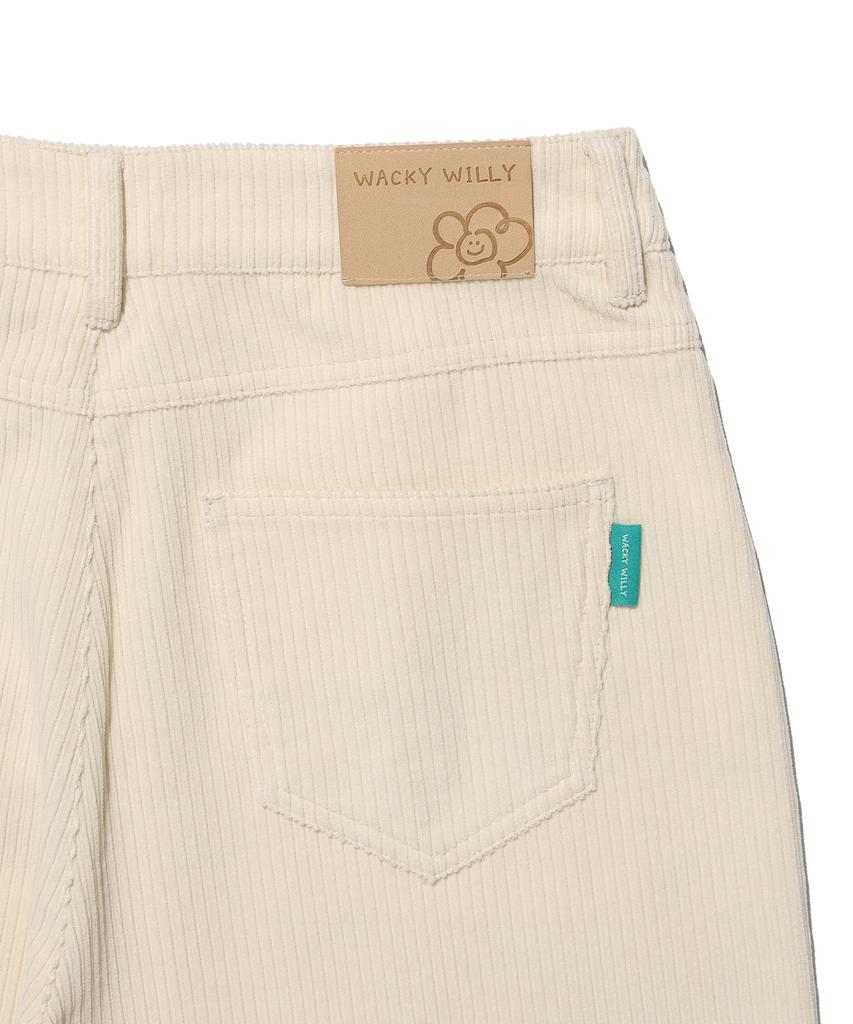 WACKY WILLY Women'S Corduroy Semi-Wide Pants Cream