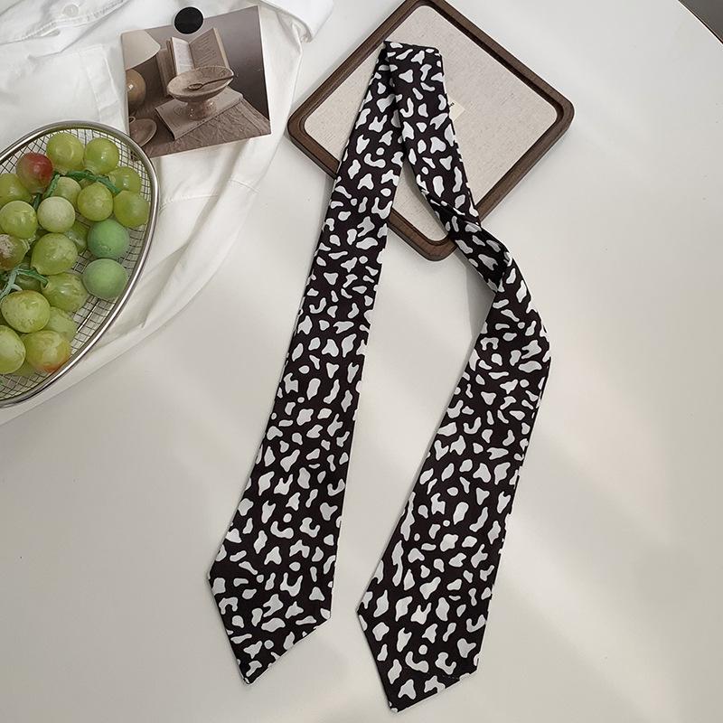 Long Silk Scarf Retro Floral Neck Small Scarf High-end Tie Decorative Chiffon Thin Hair Tie