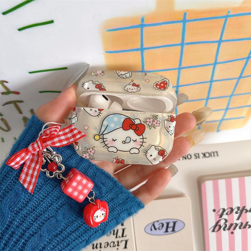 Sleepy KT cat applies to airpods4 protective case Apple Bluetooth wireless 2/3 generation pro2 earphone cover cute woman
