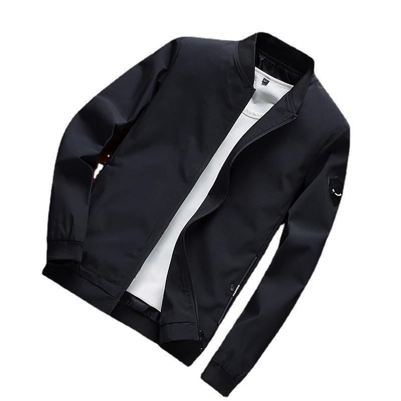 Men's Slim Fit Solid Color Korean Style Baseball Jacket - Spring Autumn Plus Size Outerwear