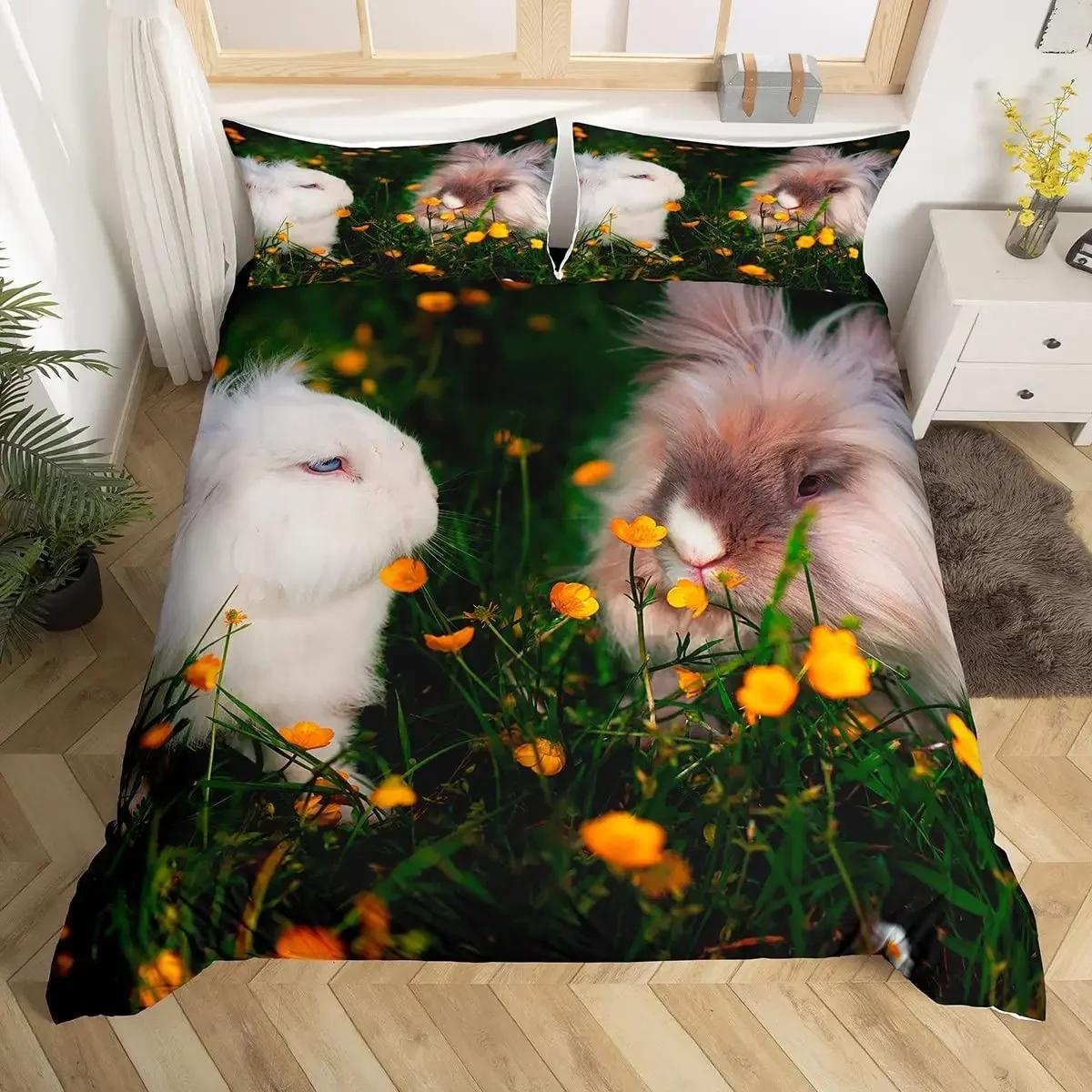 

Pink Rose Swan Duvet Cover King Size Kawaii Pet Rabbit Ballet Dancer Comforter Cover Microfiber Girly Cartoon Animal Bedding Set EU Single(135*200cm)3pcs