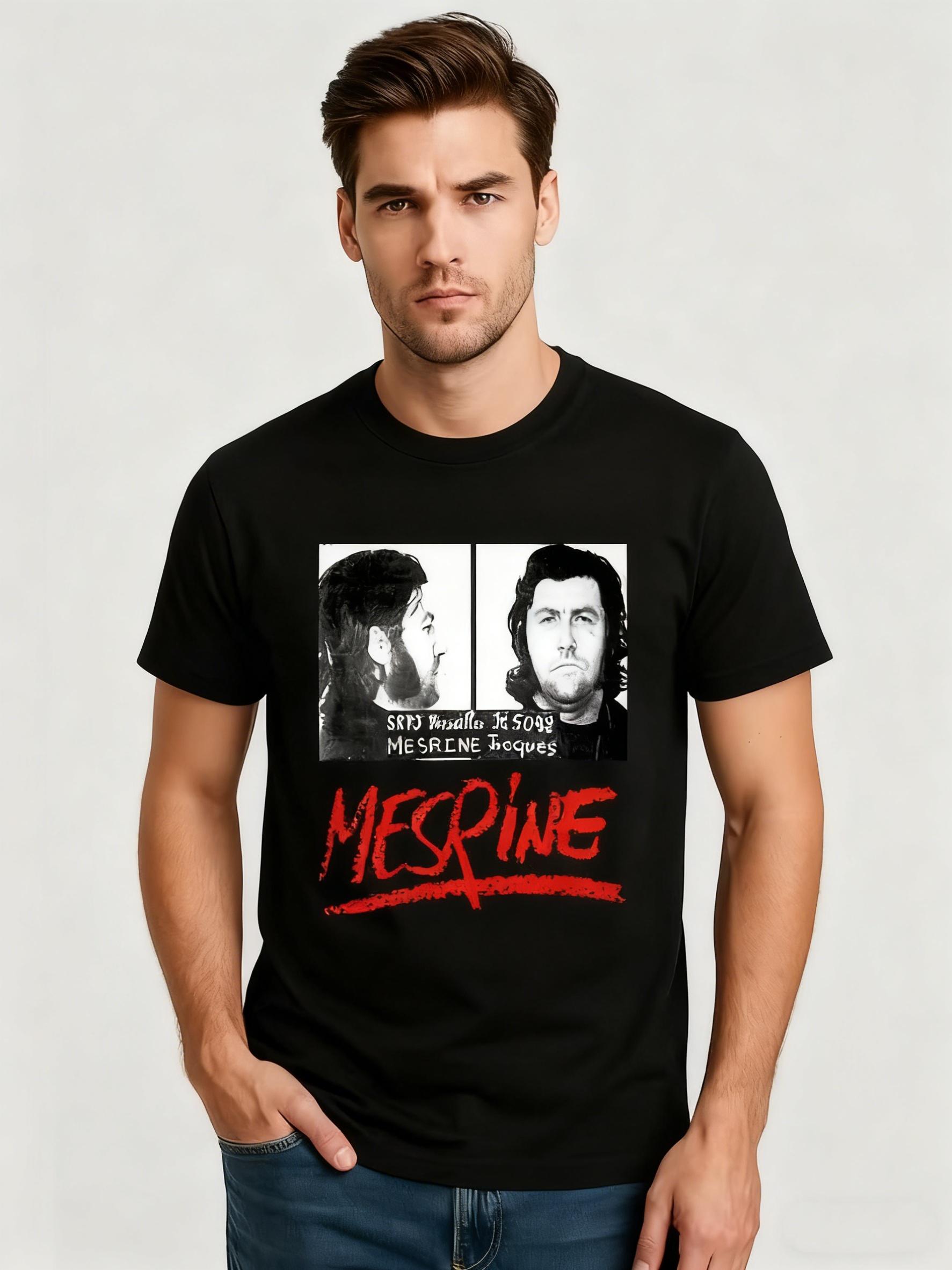 Men s & Women s Jacques Mesrine Criminal Photo T-Shirt - Retro French Gangster Iconography XXXL