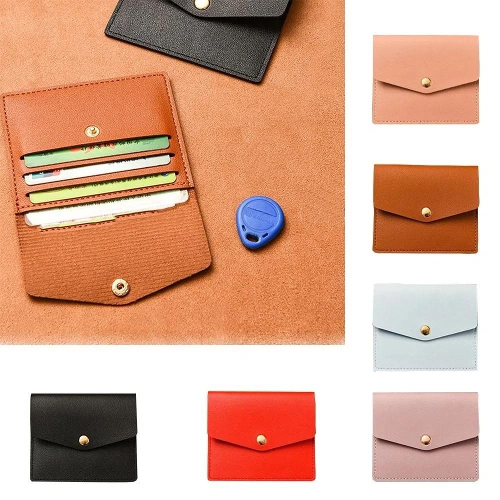 Solid Color Thin Envelope Card Bag Wallet Snap Button Coin Purse Retro Mini Wallet Women