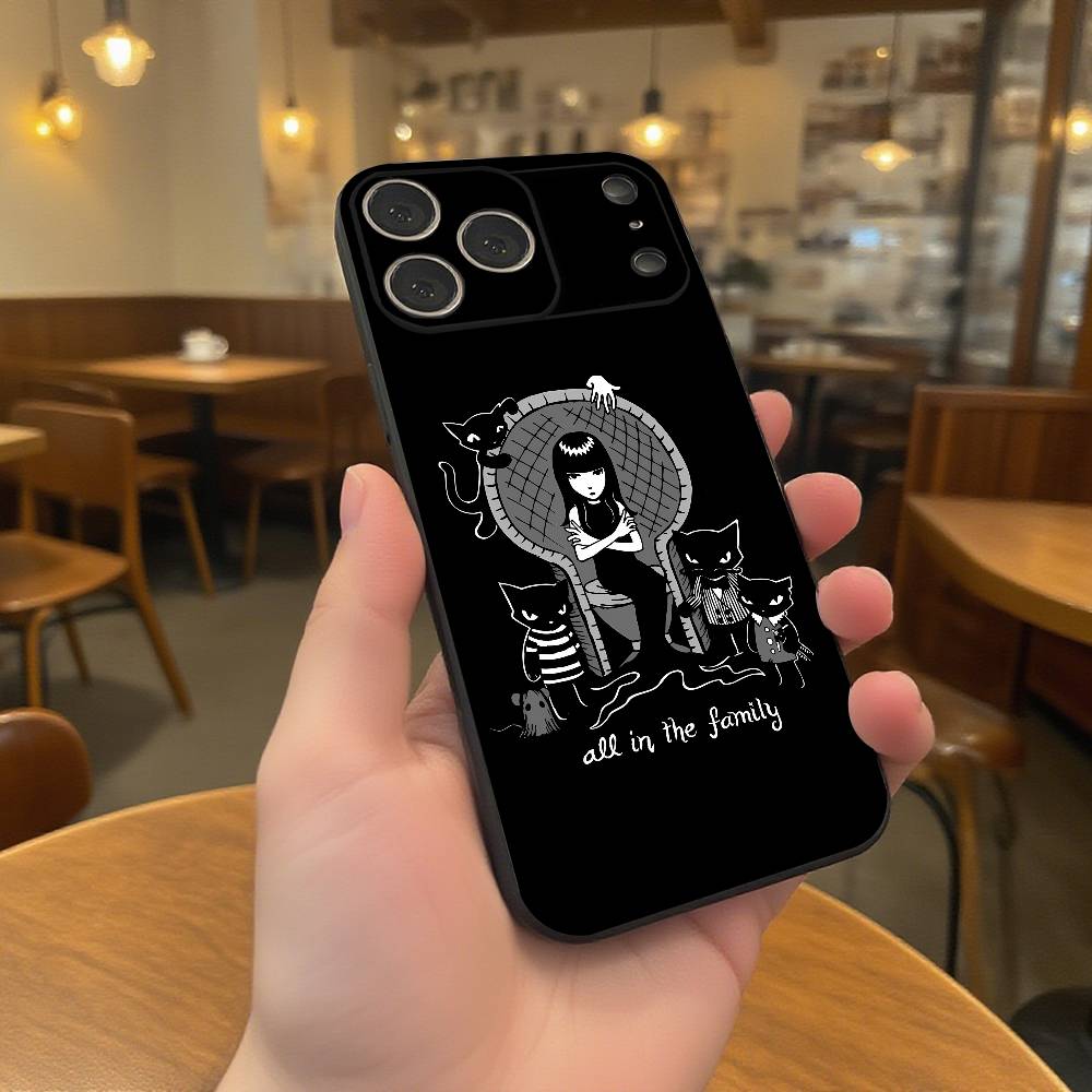 

E-Emily The Strange Phone Case For iPhone 17,16,15,14,13,12,11,Pro,XS,Max,XR,Plus,E,SE4,Mini Black Soft Cover iPhone17